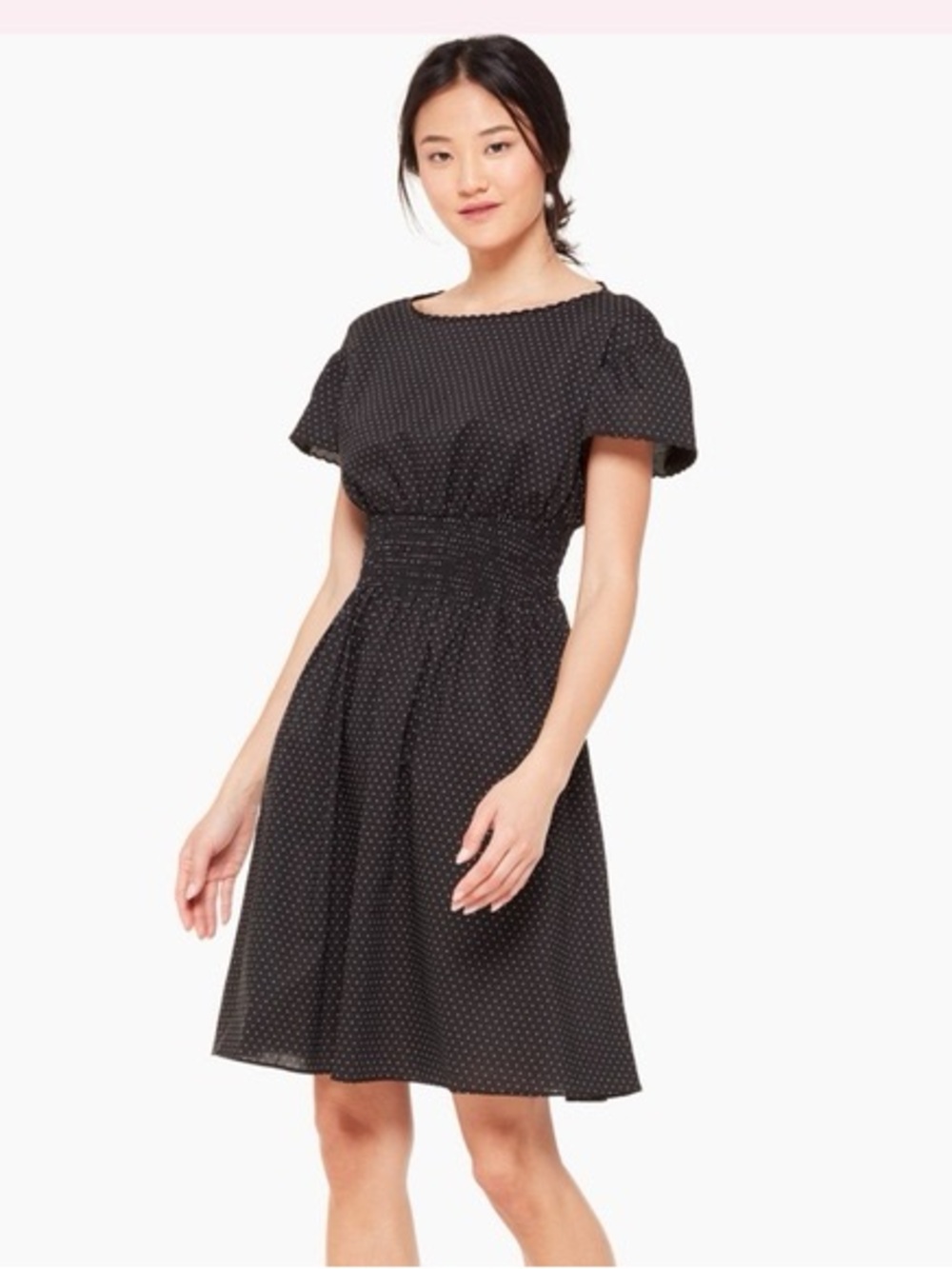 Kate Spade New York Black Poplin Smocked Mini Dress XS